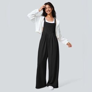 Adjustable Strap Button Waffle Knit Casual Overalls